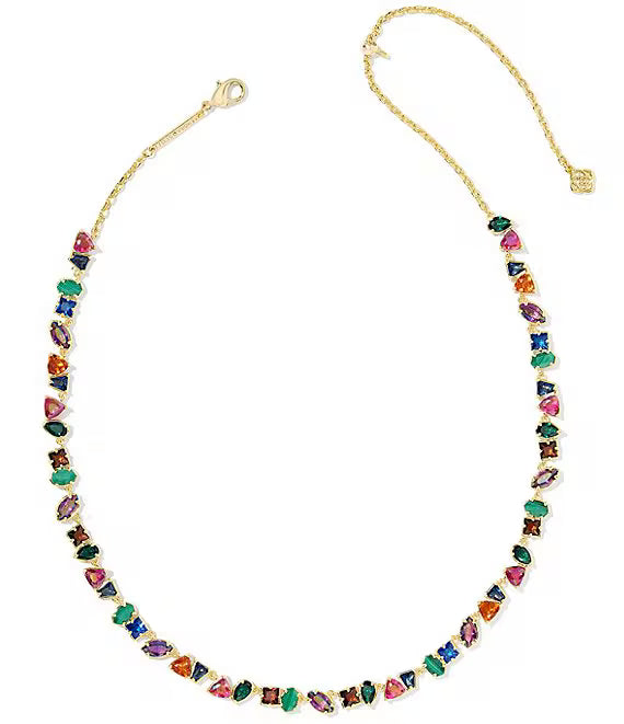 ISABELLE TENNIS NECKLACE GOLD MULTI MIX