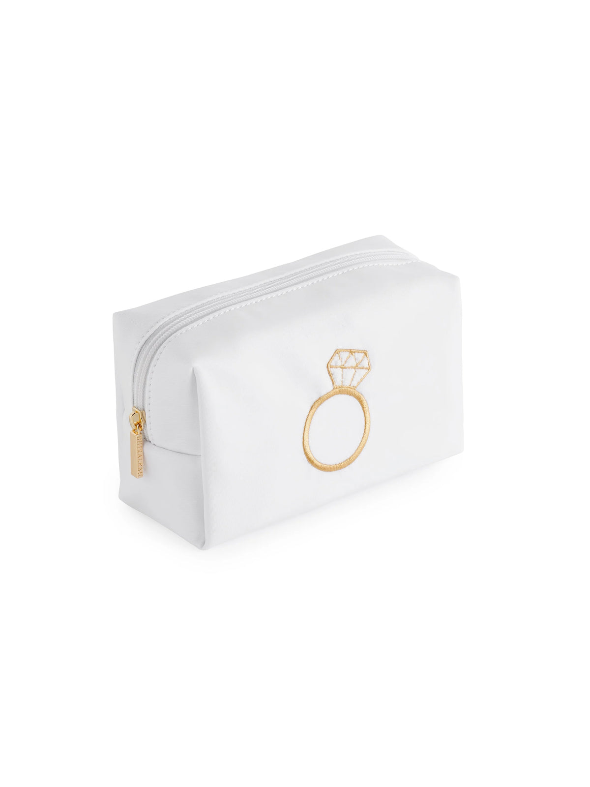 BLING RING SMALL ZIP POUCH, WHITE