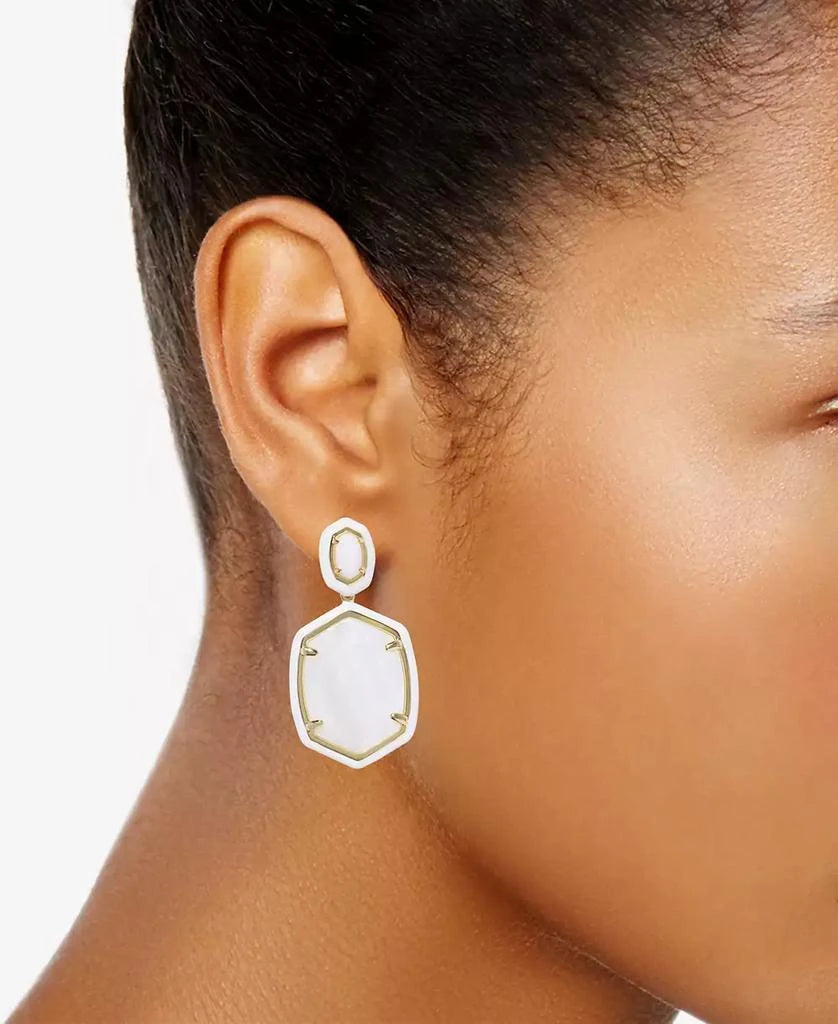 DAPHNE ENAMEL FRAME DROP EARRINGS GOLD WHITE MOTHER OF PEARL