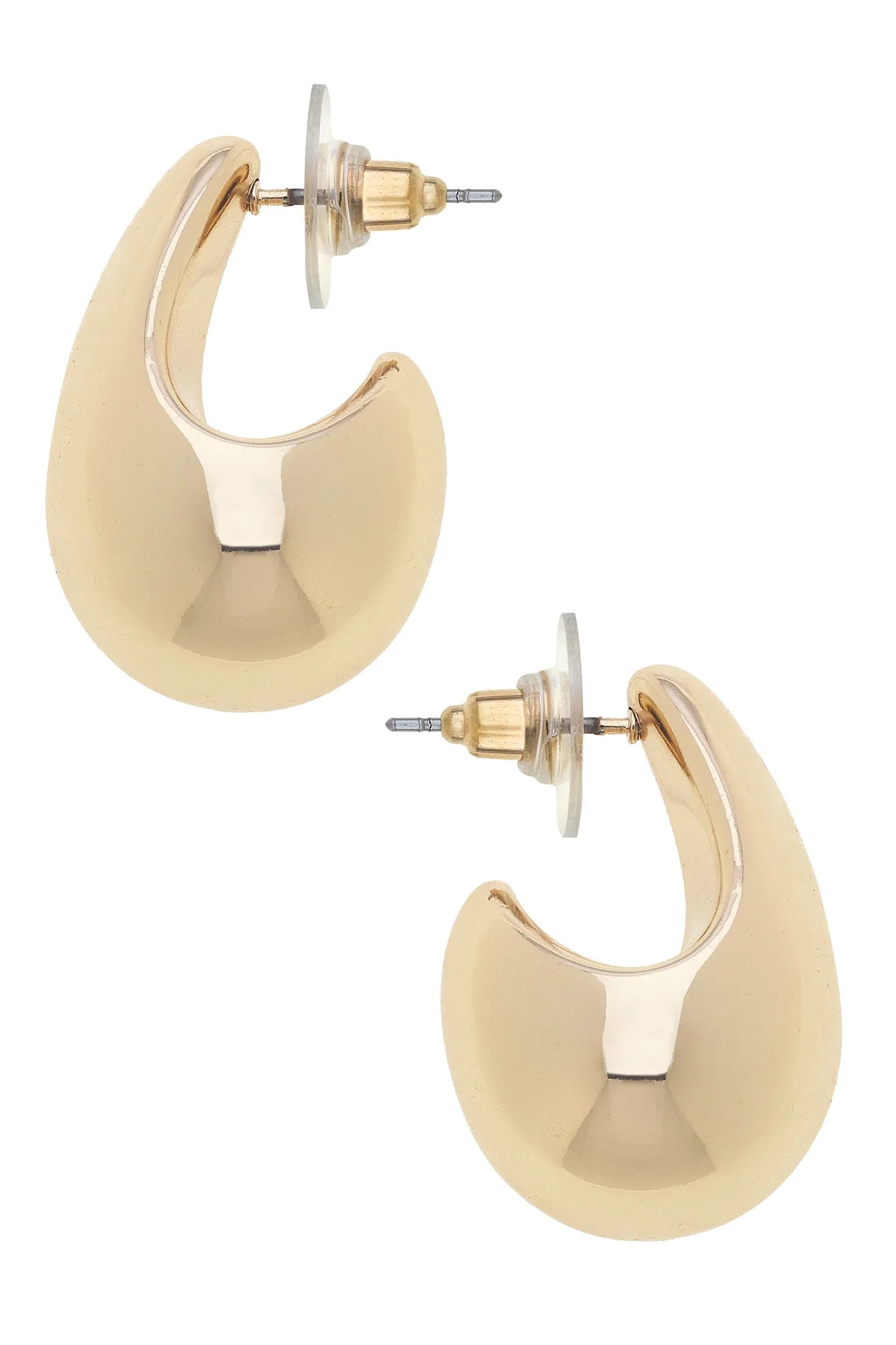 Riley Sculpted Orb Earrings in Shiny Gold