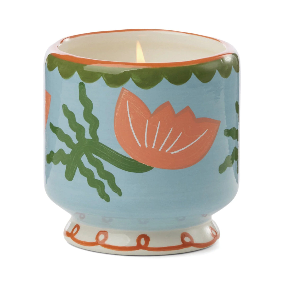 A DOPO 8 OZ "FLOWER" CERAMIC CANDLE - CACTUS FLOW