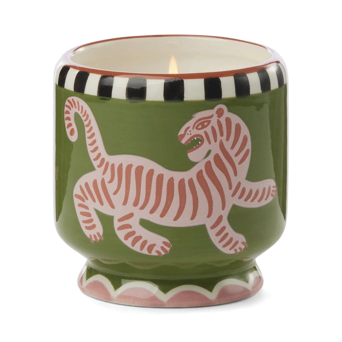 A DOPO 8 OZ "TIGER" CERAMIC CANDLE - BLACK CEDAR