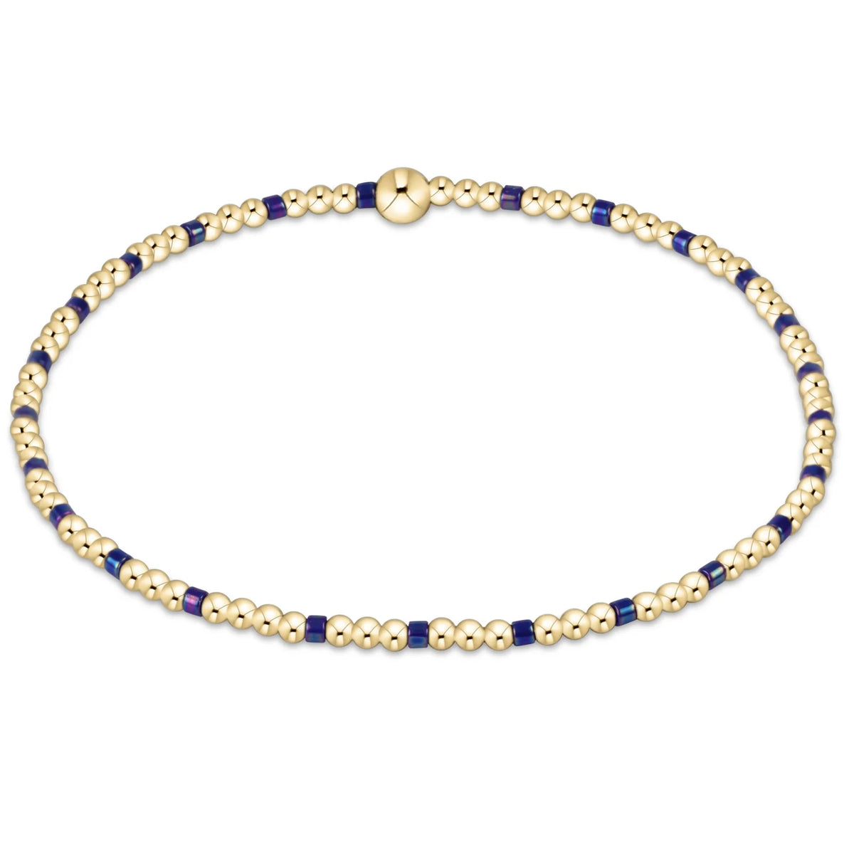 Hope Sincerity Pattern 2mm Bead Bracelet - Blue Metallic