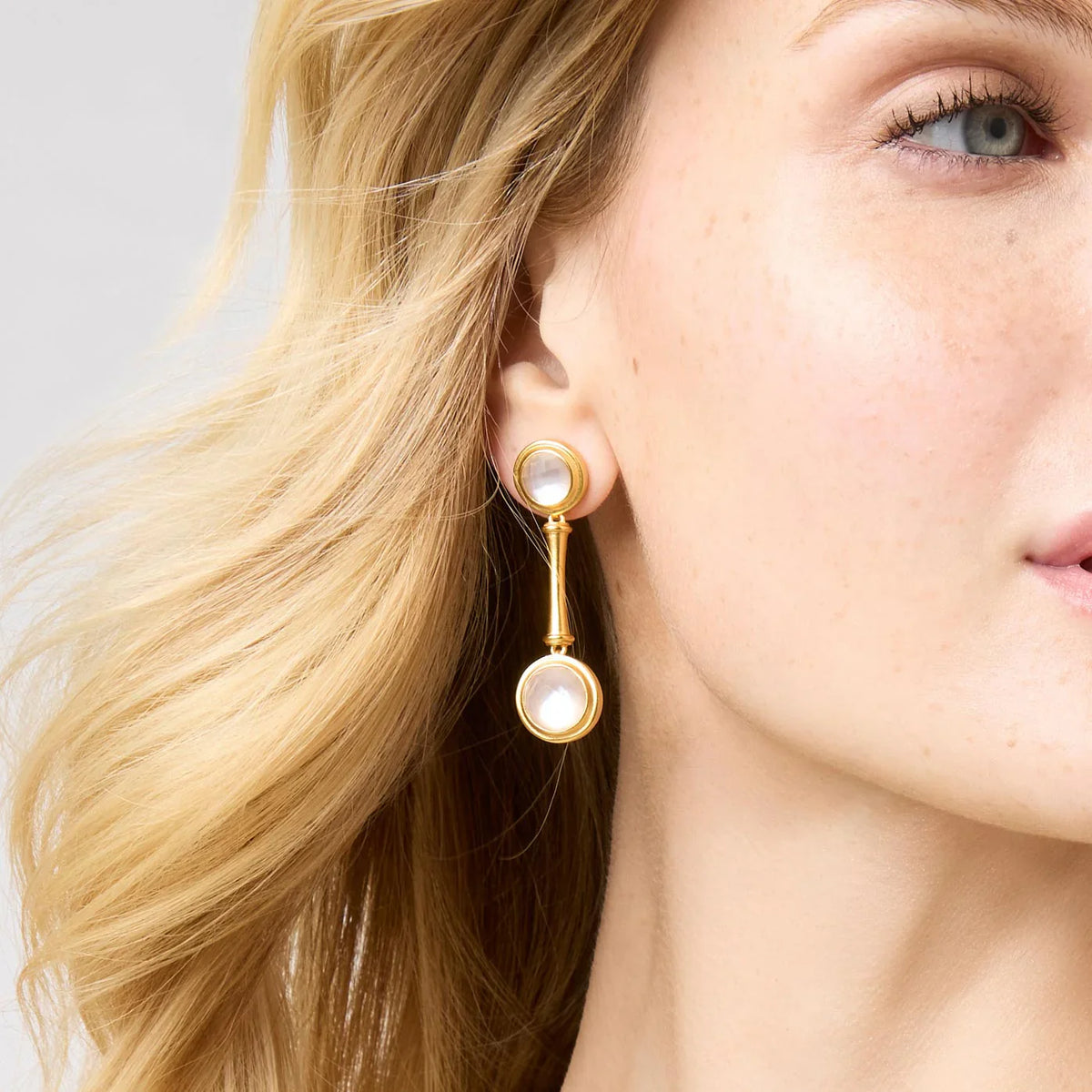 Bamboo Statement Earring Iridescent Clear Crystal