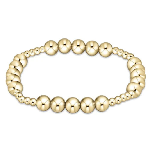CLASSIC BLISSFUL PATTERN 3MM BEAD BRACELET - 6MM GOLD