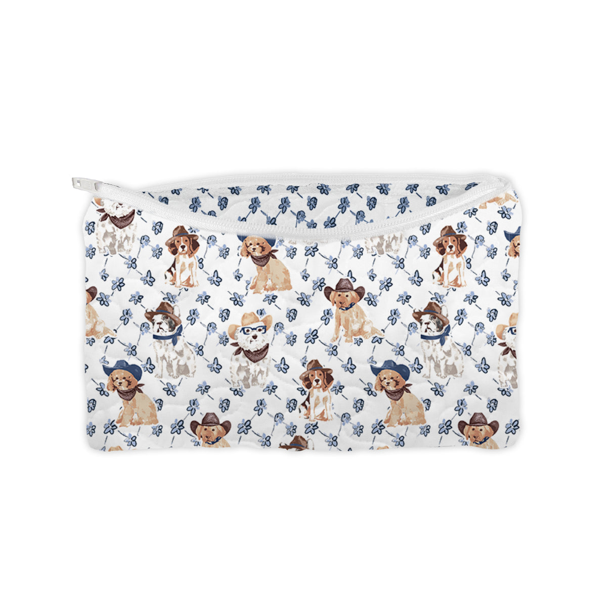 Cowboy Pups Navy Quilted Makeup Bag