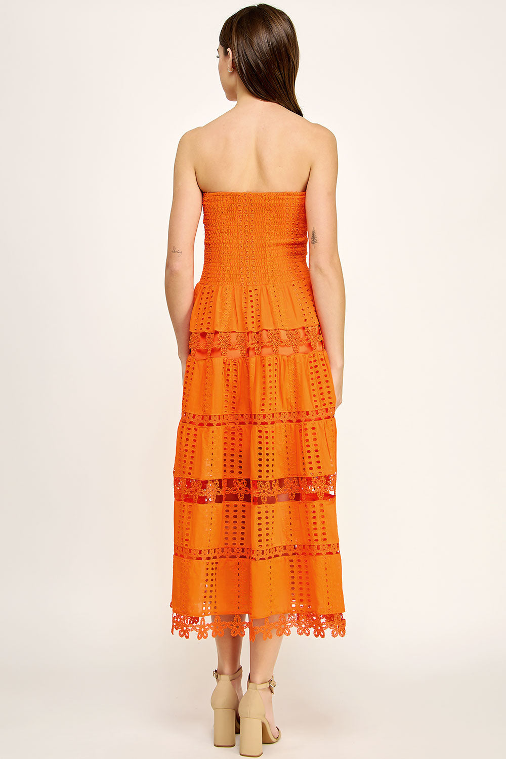 EYELET LACE TUBE DRESS