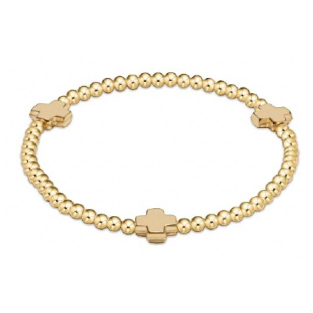egirl Signature Cross Gold Pattern 3mm Bead Bracelet - Gold