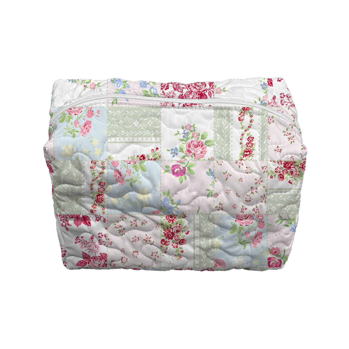 Gracie Patchwork Pastel Quilted Large Makeup Bag