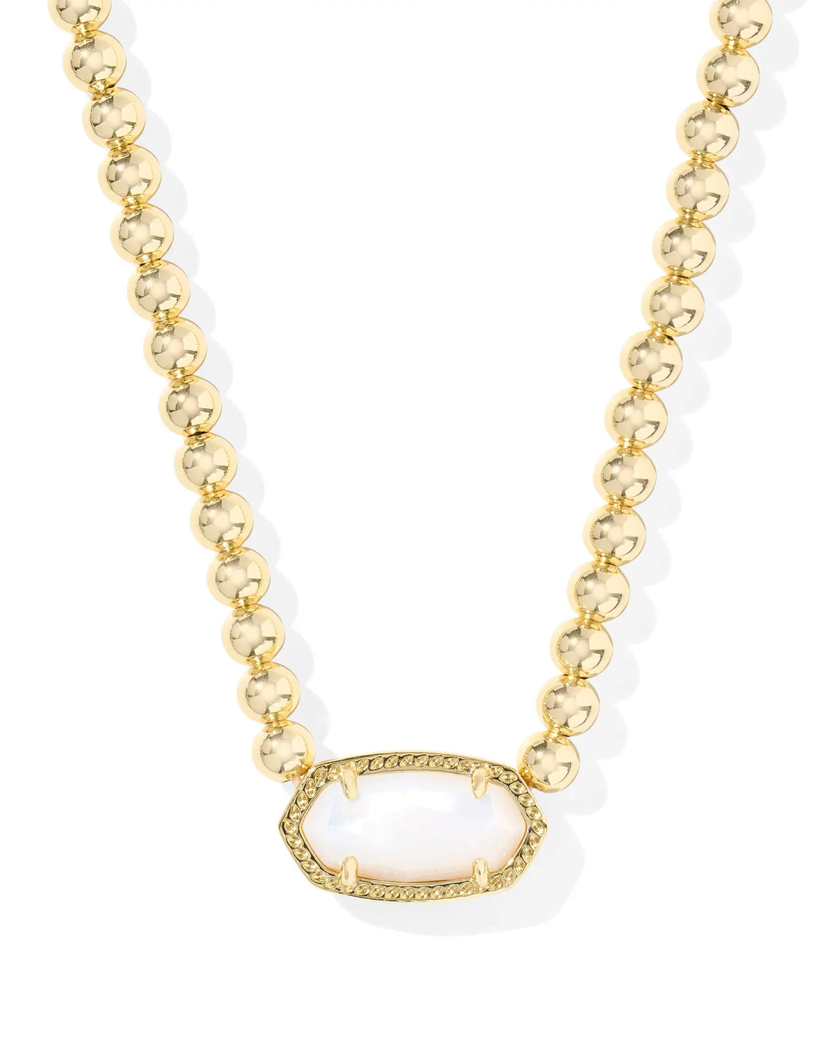 ELISA BEADED NECKLACE GOLD IVORY MOTHER OF PEARL