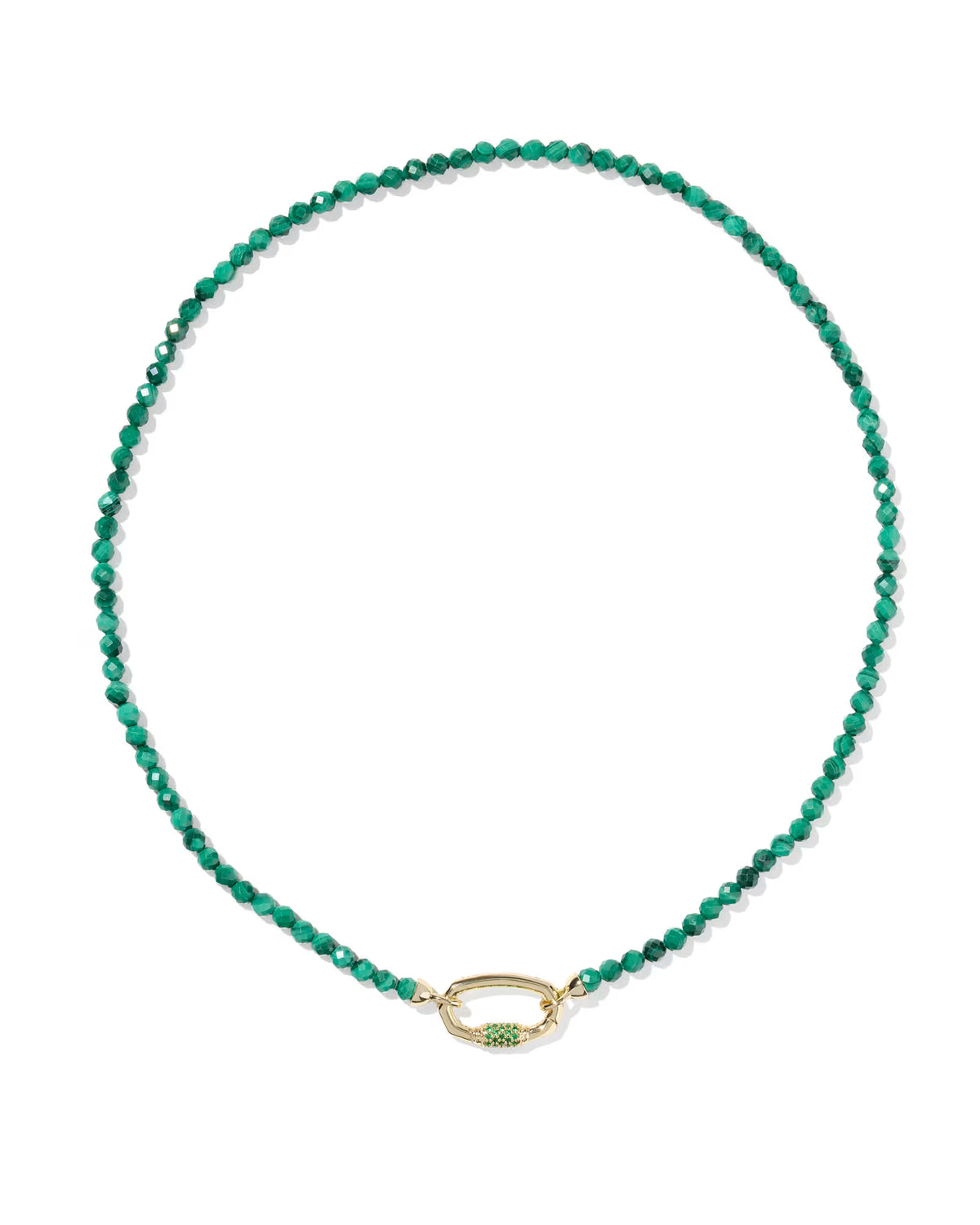 EMERY BEADED STRAND NECKLACE GOLD GREEN MALACHITE