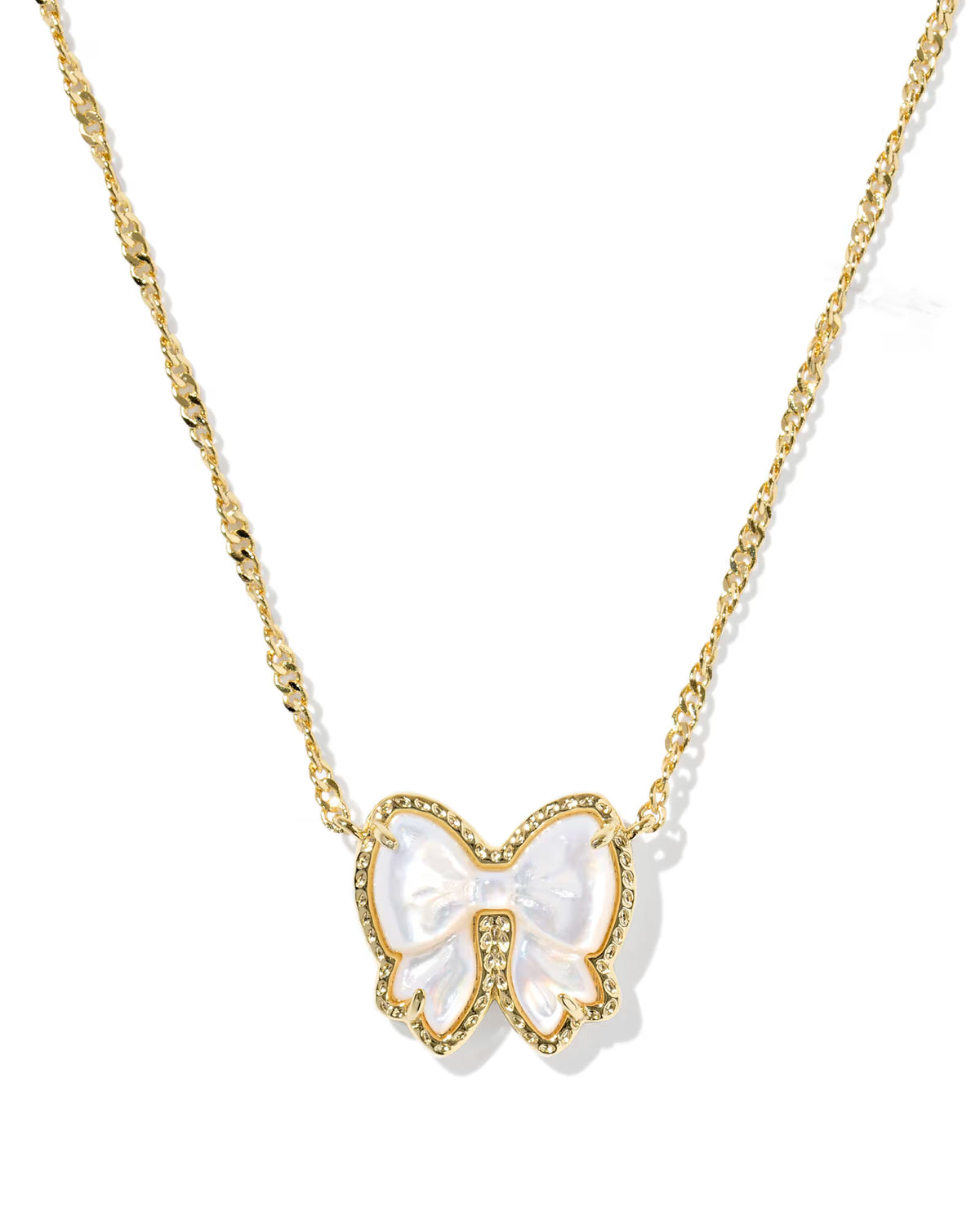 HALEY BOW SHORT PENDANT NECKLACE GOLD IVORY MOTHER OF PEARL