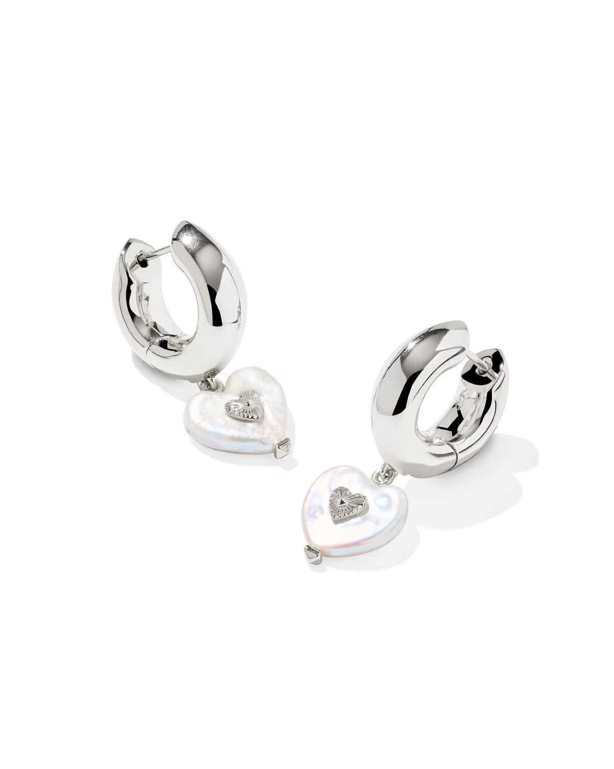 SASHA HEART HUGGIE EARRINGS SILVER FRESHWATER CULTURED PEARL
