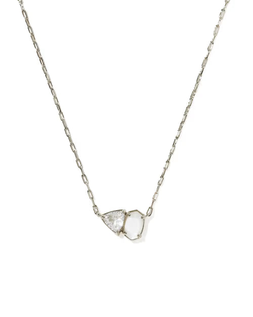 TATUM SHORT PENDANT NECKLACE SILVER NEUTRAL MIX