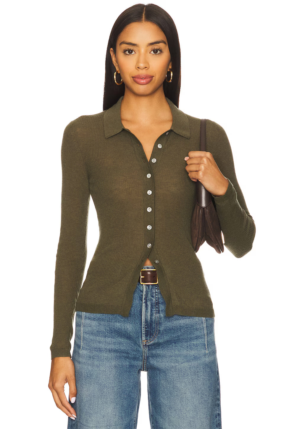 Korey Fitted Rib Cardigan Sweater