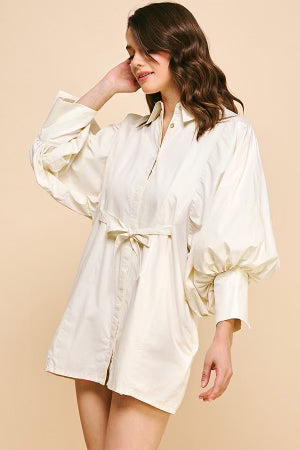LONG SLEEVE MINI SHIRT DRESS