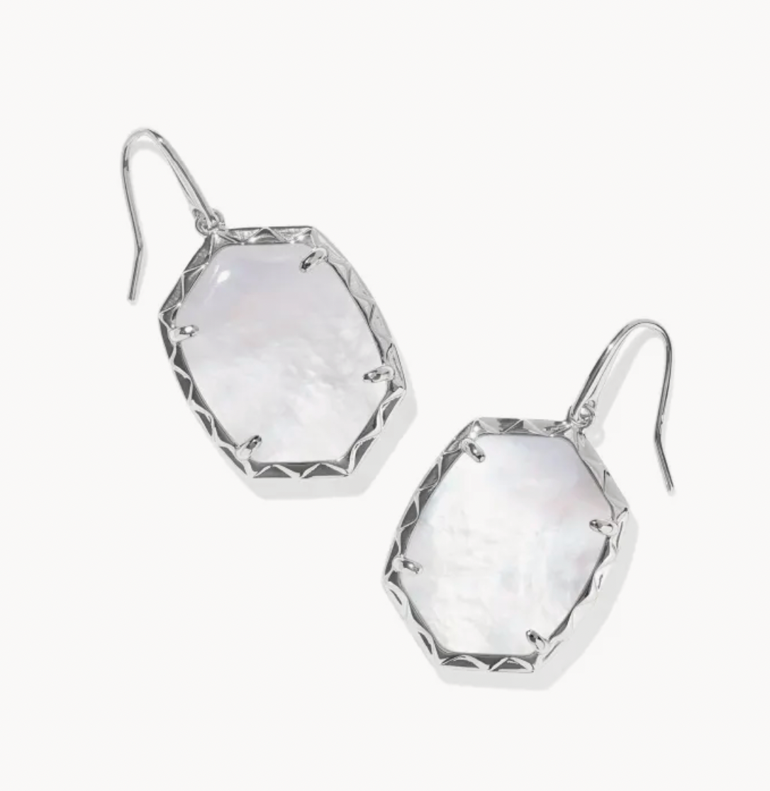 DAPHNE DROP EARRINGS SILVER IVORY MOTHER OF PEARL