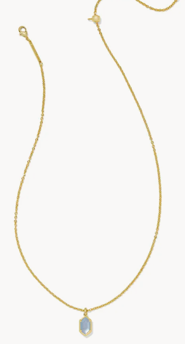 HALLIE SHORT PENDANT NECKLACE GOLD SKY BLUE MOTHER OF PEARL