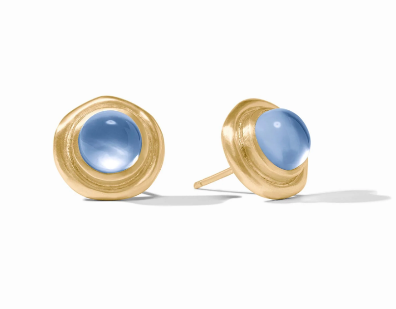 Wave Stone Stud-Iridescent Chalcedony Blue-OS