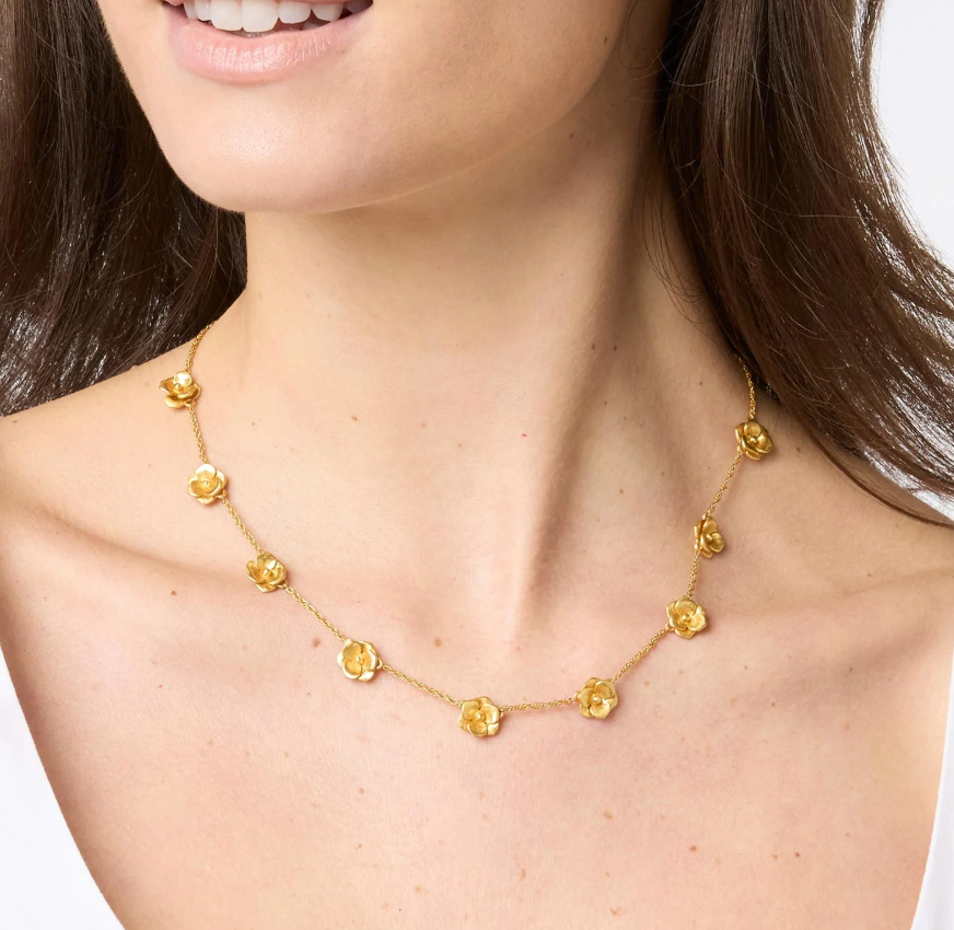 Bloom Delicate Station Necklace-Gold-OS