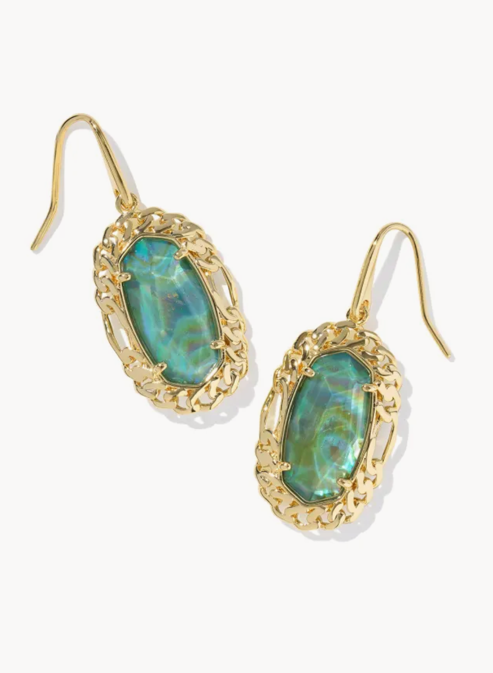 DANI FIGARO FRAME DROP EARRINGS GOLD DEEP AQUA ILLUSION