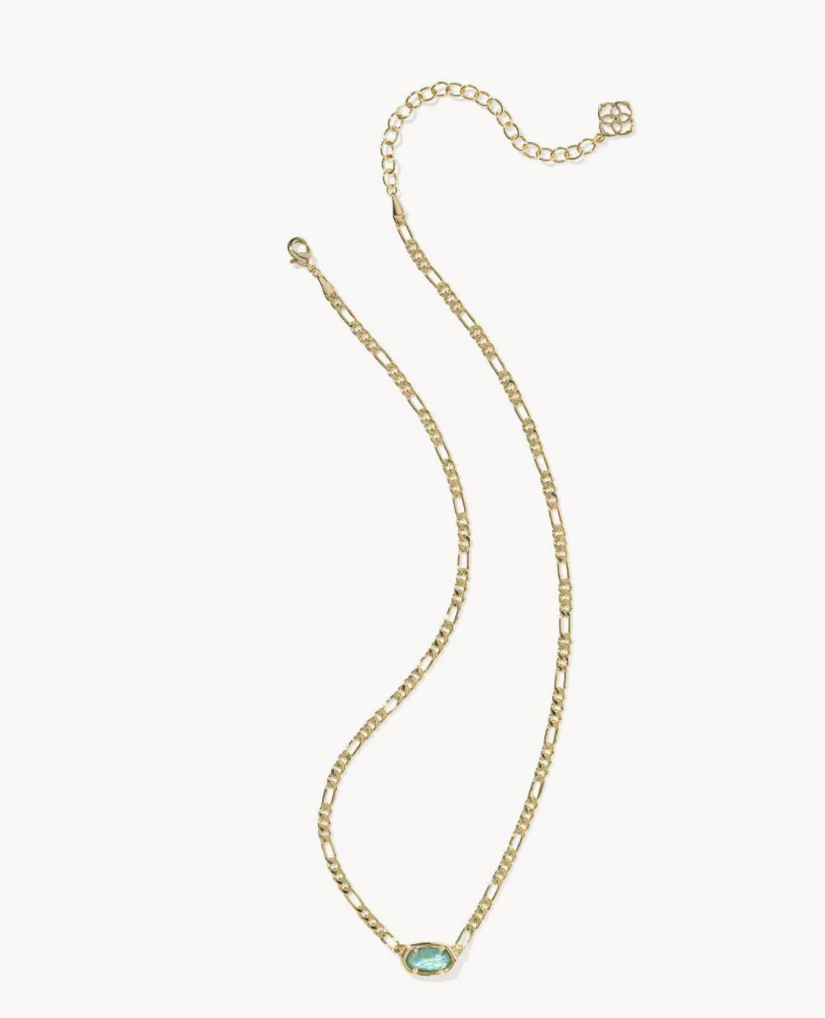 ELISA FIGARO CHAIN SHORT PENDANT NECKLACE GOLD DEEP AQUA ILLUSION