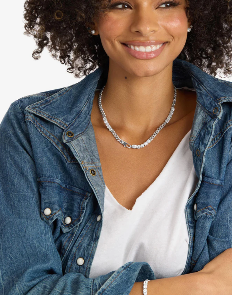 Baby Julian's Obsessed with Diamonds Necklace 16' SILVER-WHITE O/S
