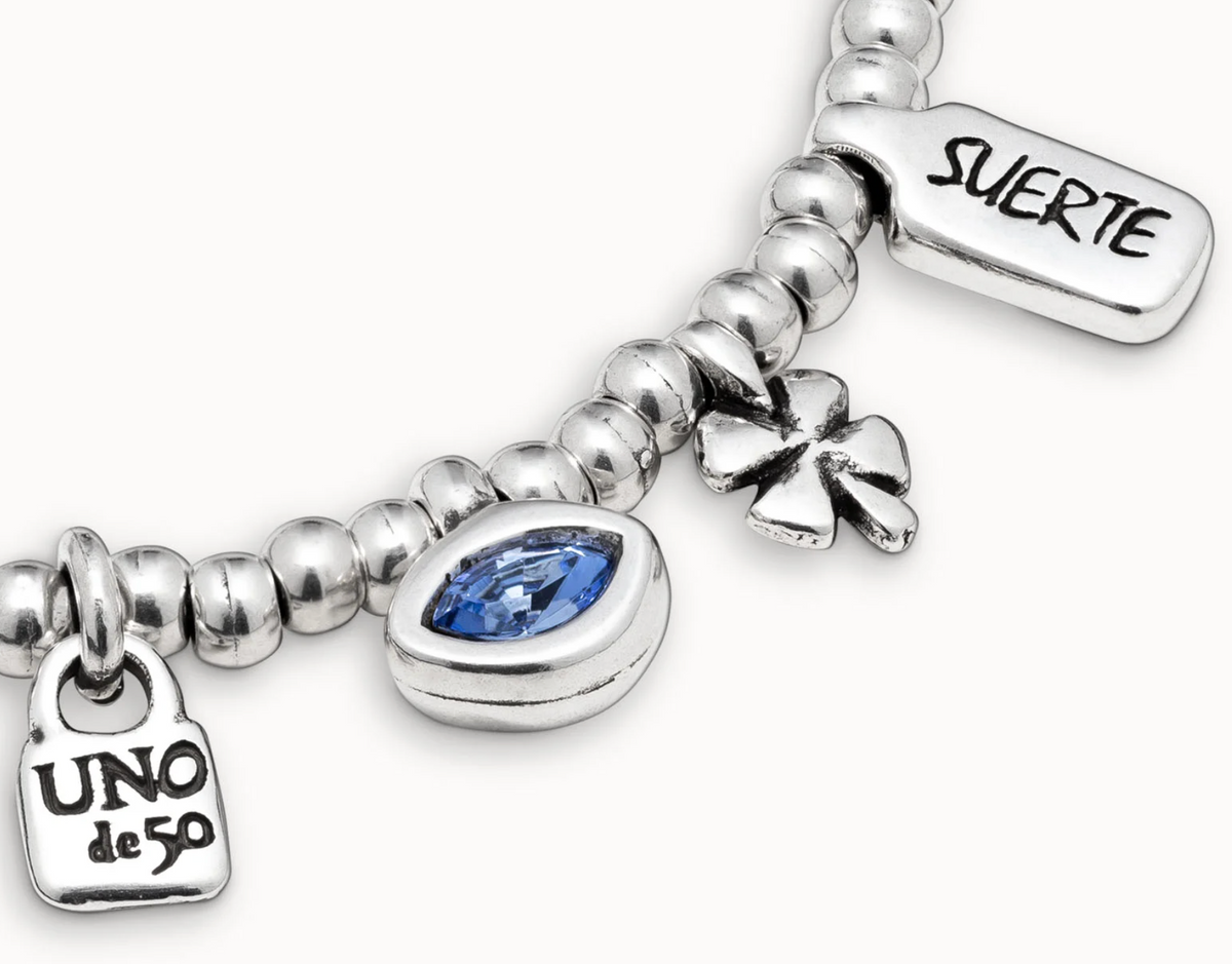 bracelet in metal clad with sterling silver with faceted M