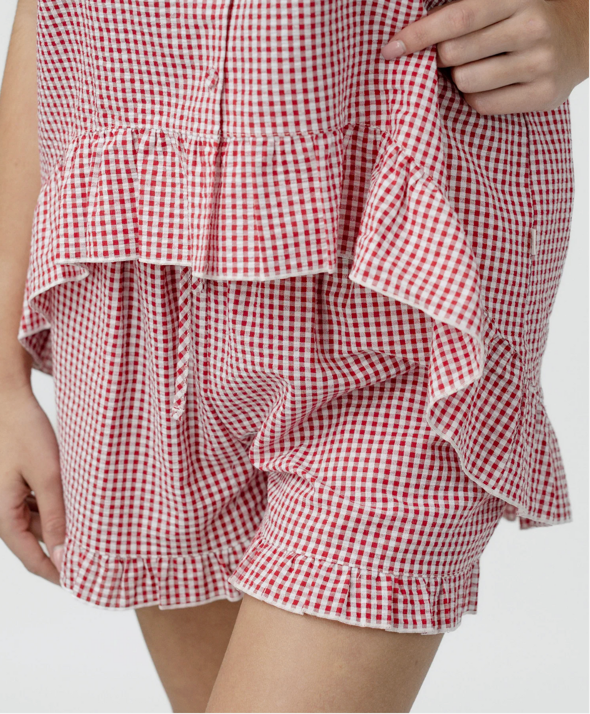 Red Gingham Hi-Lo Short Set