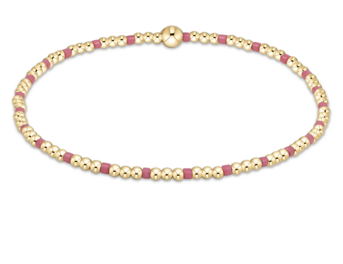 Hope Sincerity Pattern 2mm Bead Bracelet - Bright Pink