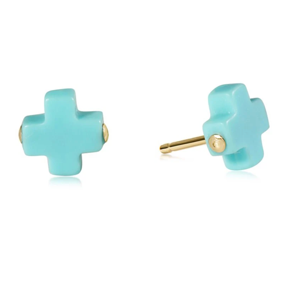 Signature Cross Stud - Turquoise