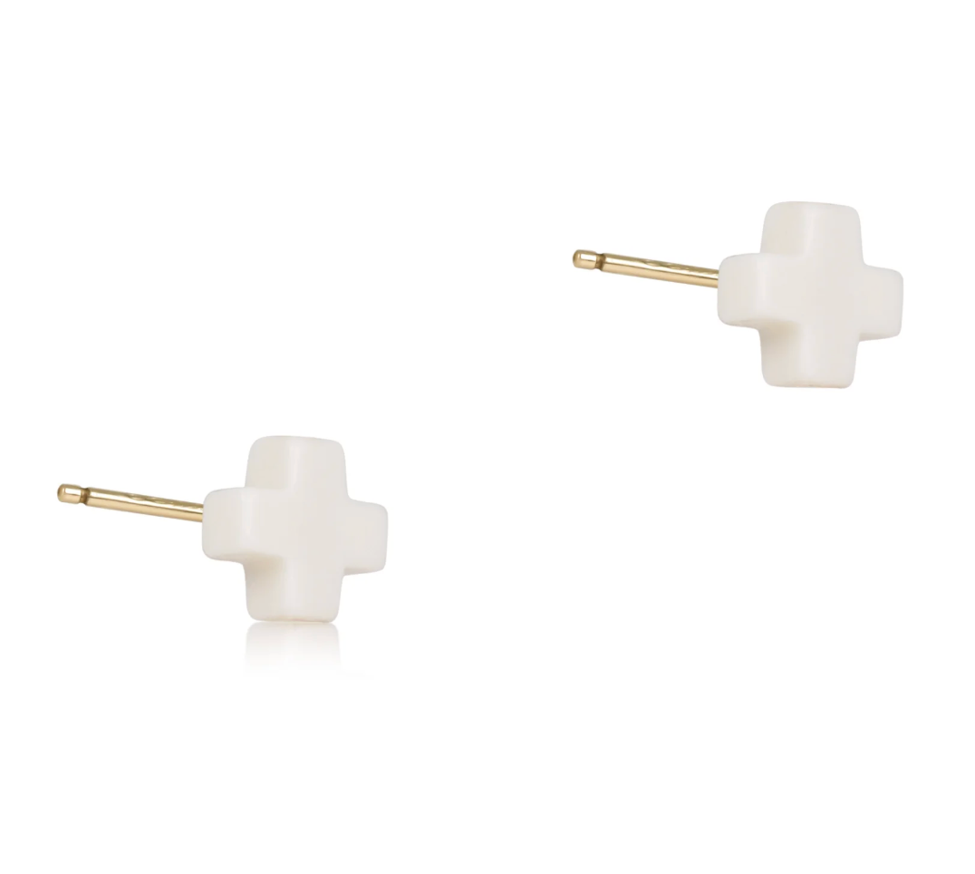 SIGNATURE CROSS STUD - OFF-WHITE
