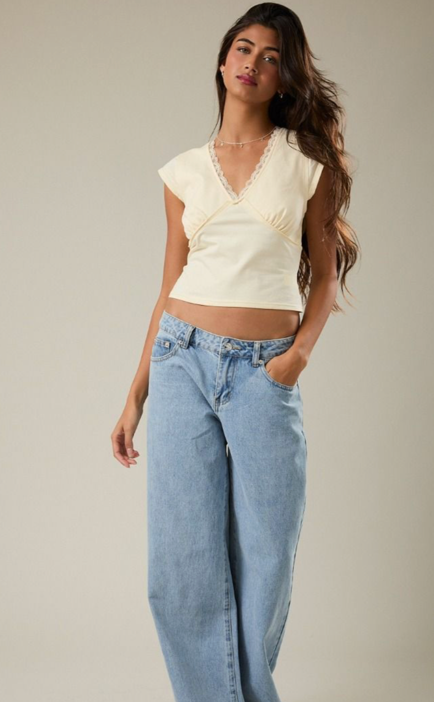 V-NECKLINE TOP WITH SMOCKED BACK DETAIL