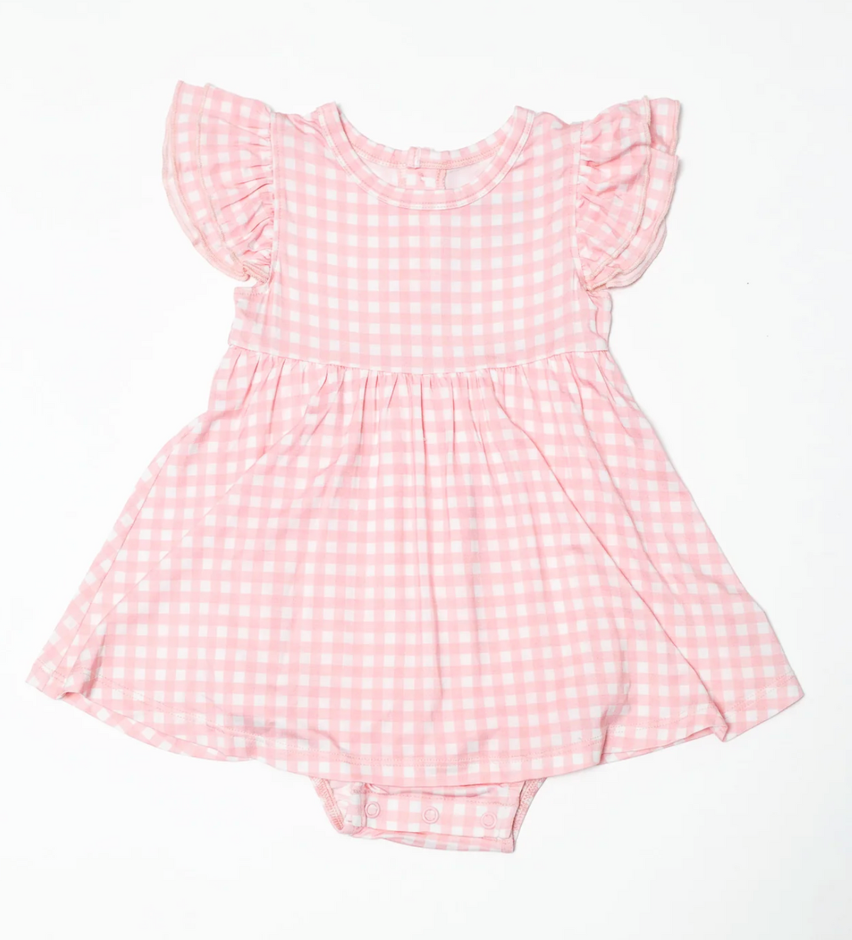 BODYSUIT DRESS-GINGHAM COTTAGE PINK