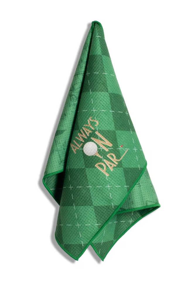 On Par Waffle Sports Towel Green/Multi 17x24
