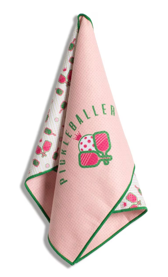 Pickleball Waffle Sports Towel Pink/Green 17x24