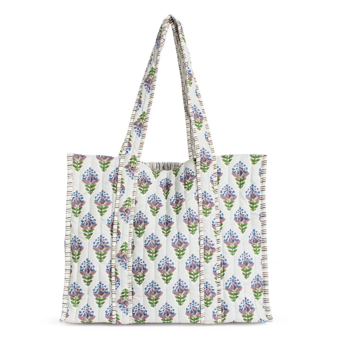 Leighton Quilted Tote Blue 18x16x7