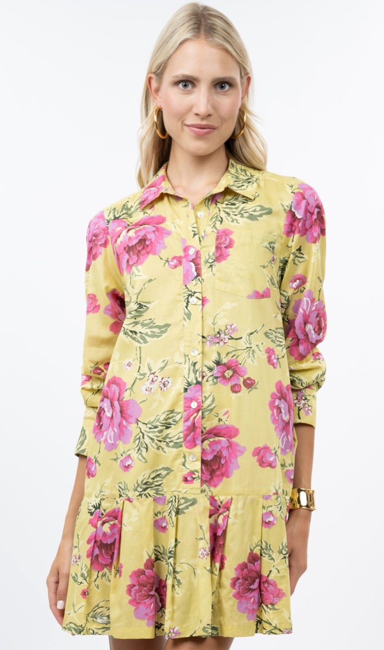 ROSES PLEATED SHIRTDRESS