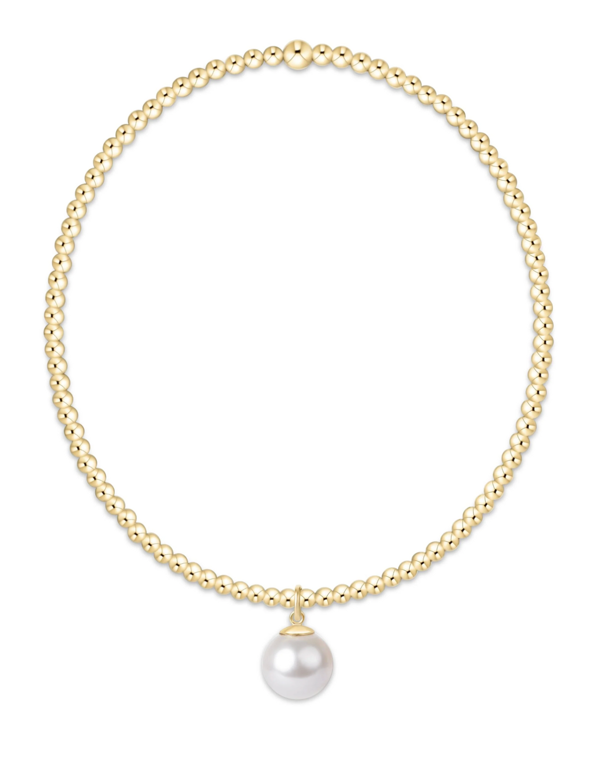 Classic Gold 2mm Bracelet - Classic Pearl 8mm Char