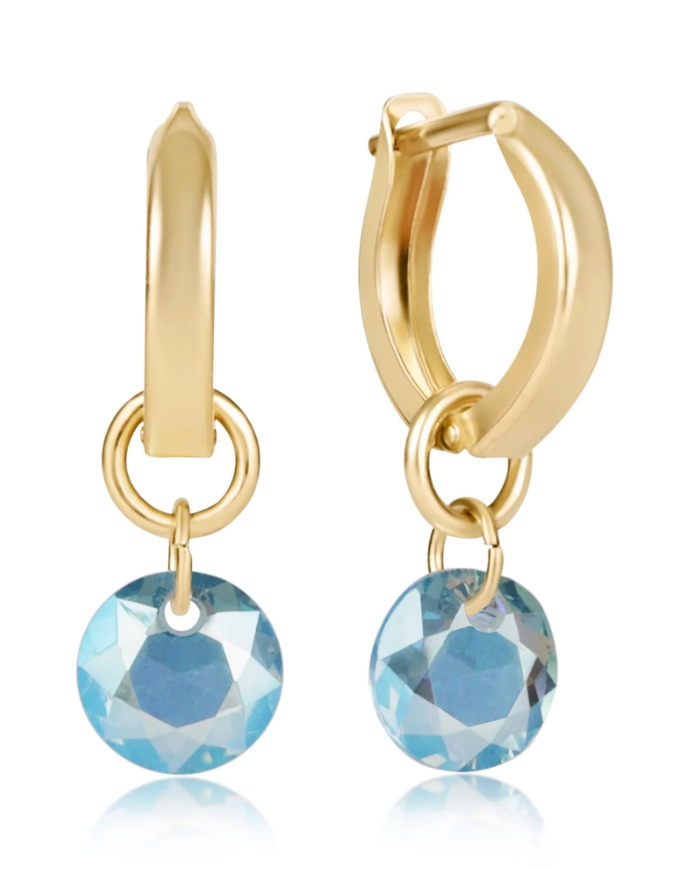 Huggie Gold 0.5" Hoop - Reflection Small Charm - 03