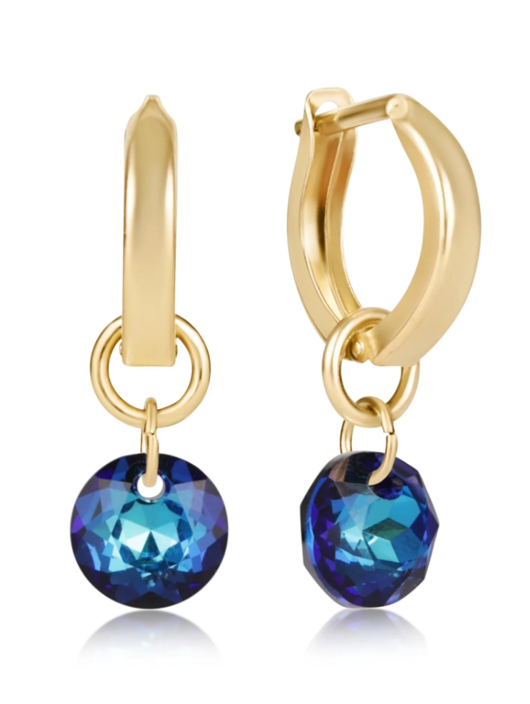 Huggie Gold 0.5" Hoop - Reflection Small Charm - 12