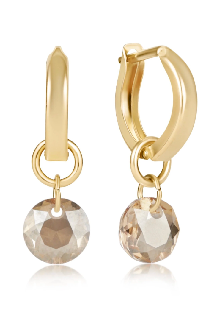 Huggie Gold 0.5" Hoop - Reflection Small Charm - 11