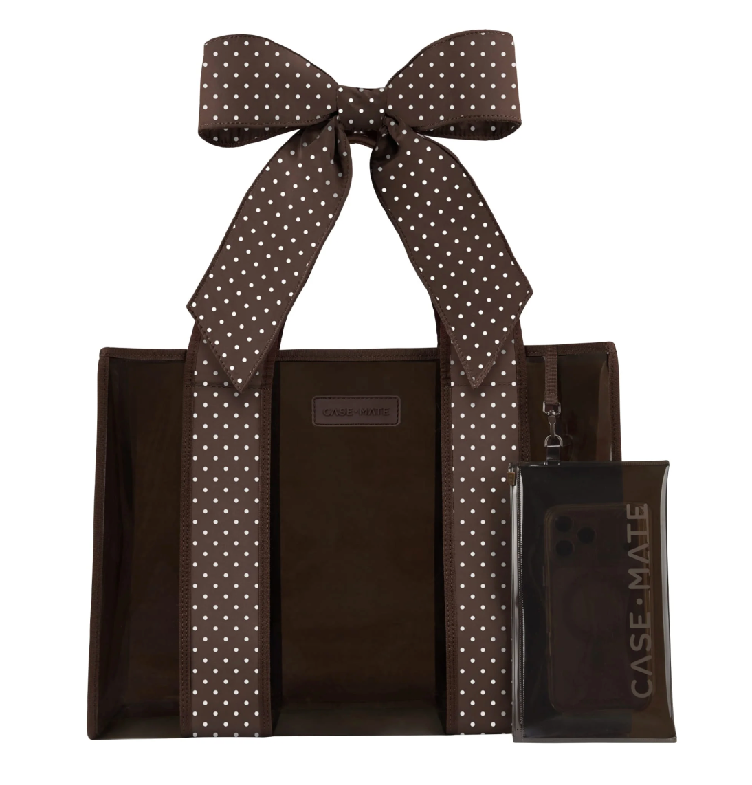 Jelly Tote w/ Phone Pouch - Espresso Dot Bow