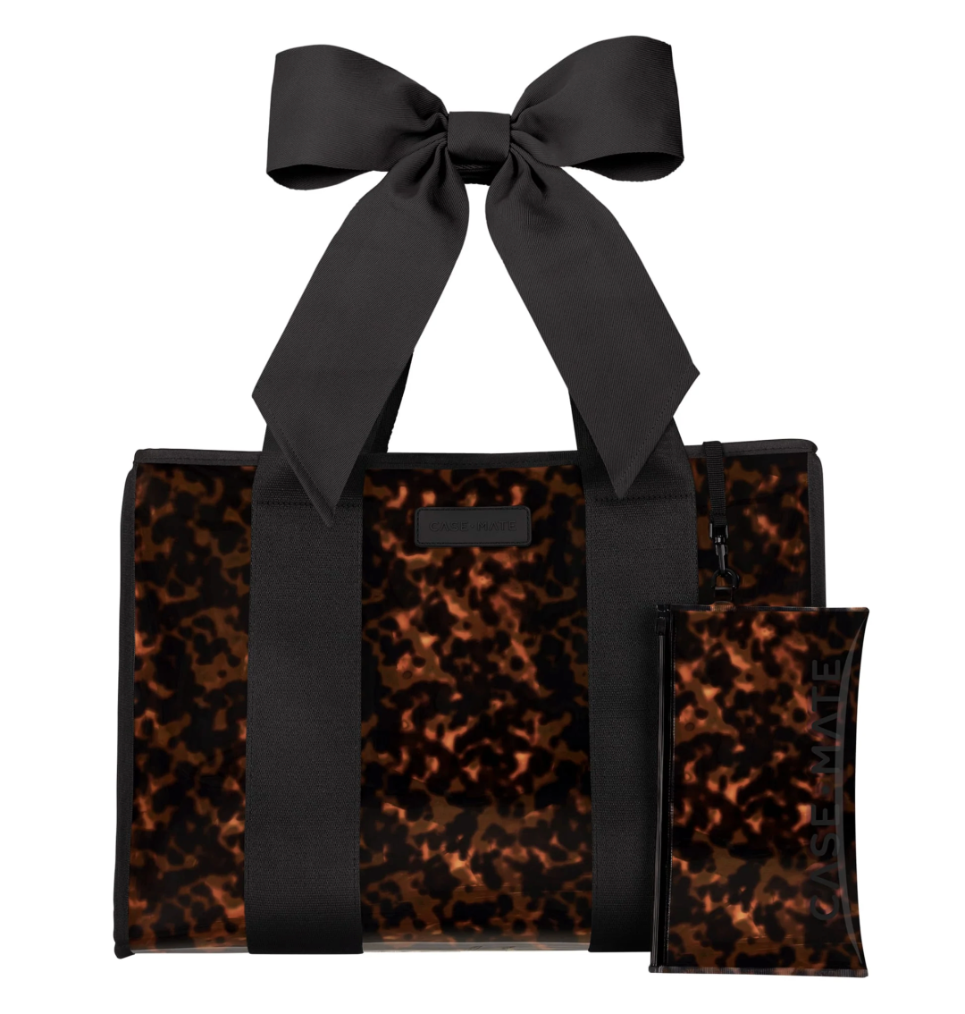 Jelly Tote w/ Phone Pouch - Tortoise Shell Bow