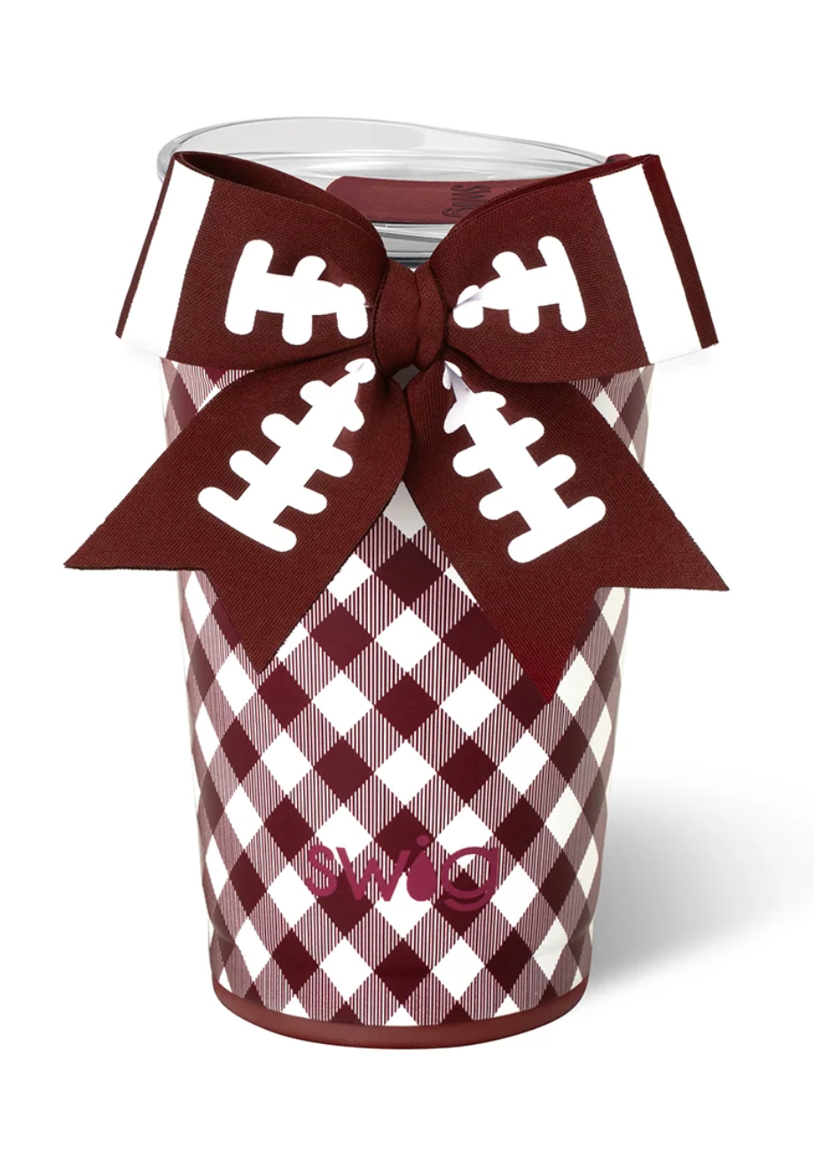 Gameday Gingham Maroon Party Cup 24oz