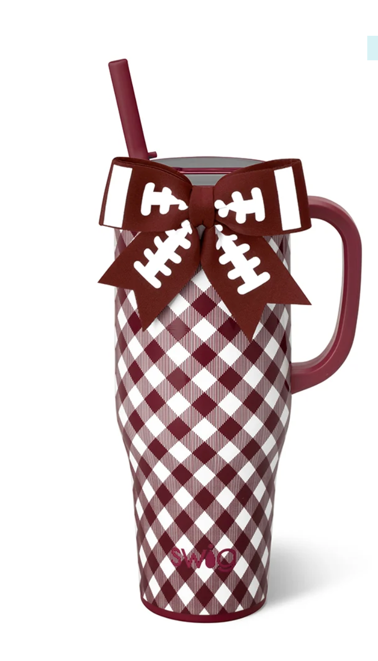 Gameday Gingham Maroon Mega Mug 40oz