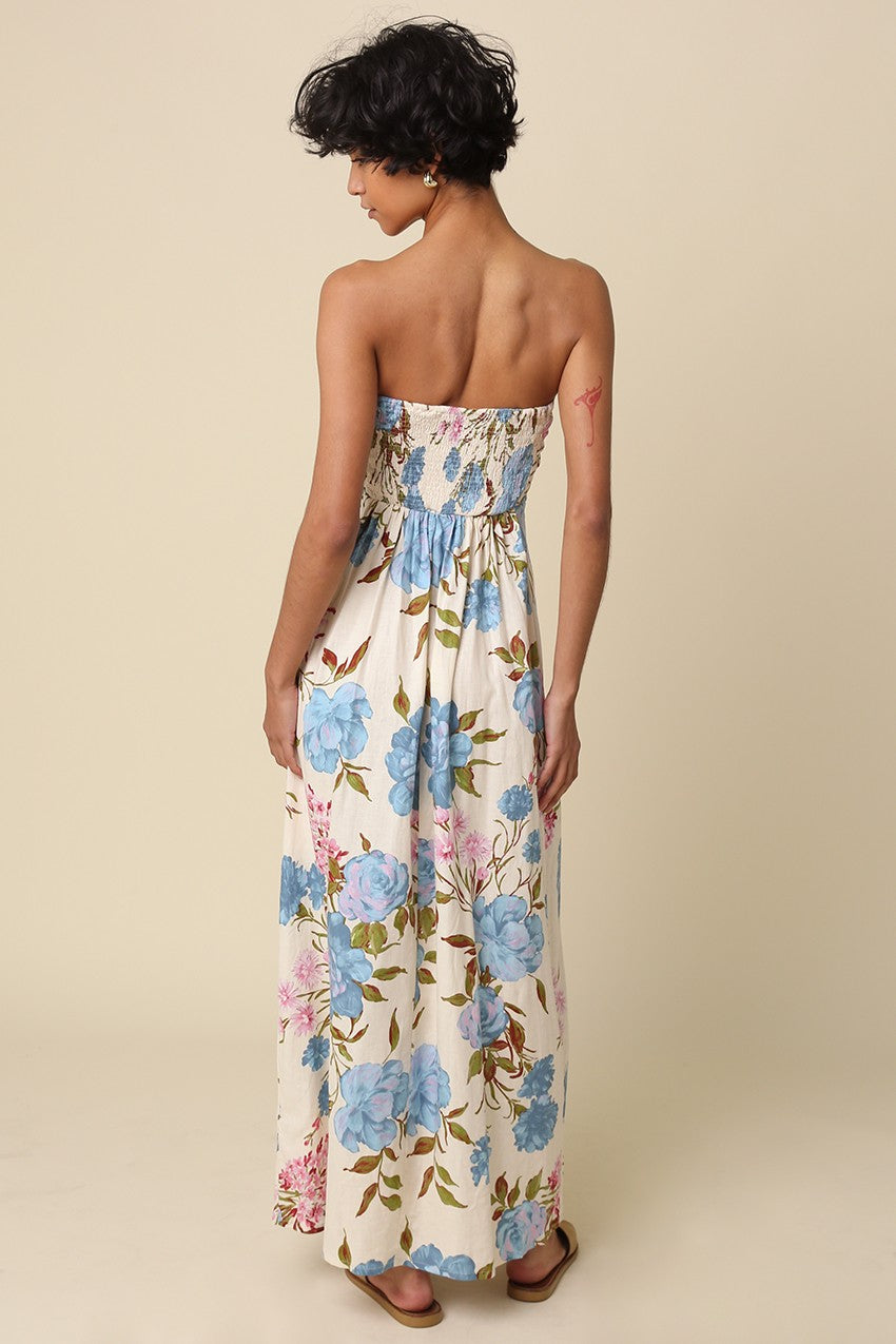 STRAPLESS FLORAL MAXI DRESS