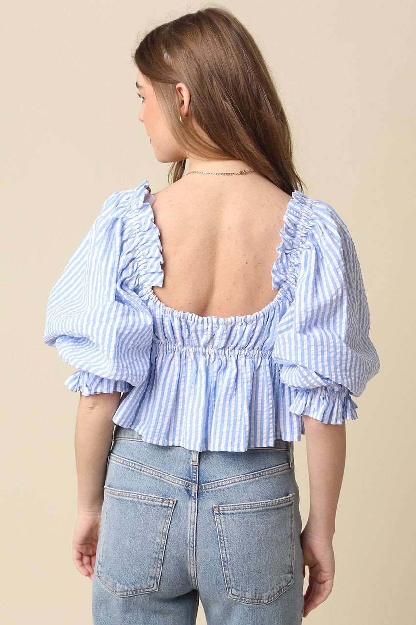 Bianca Stripe Ribbon Shirt