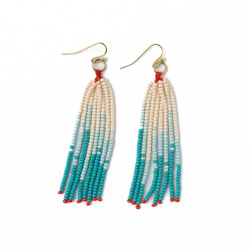 Abbey tassel ombre seed bead earring turquoise