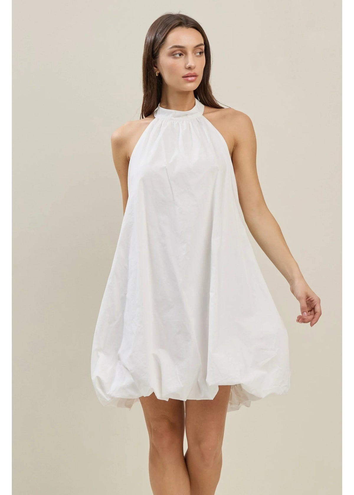 BALLOON BOTTOM HALTER NECK MINI DRESS
